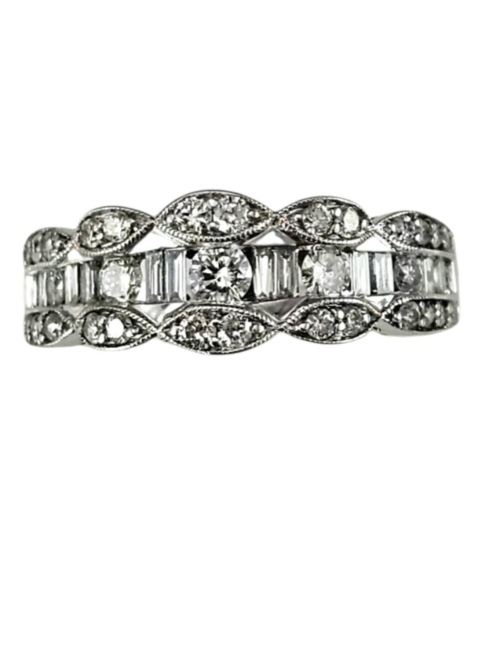 Kallati 14K White Gold Diamond Band Ring Size 7.5 #24990